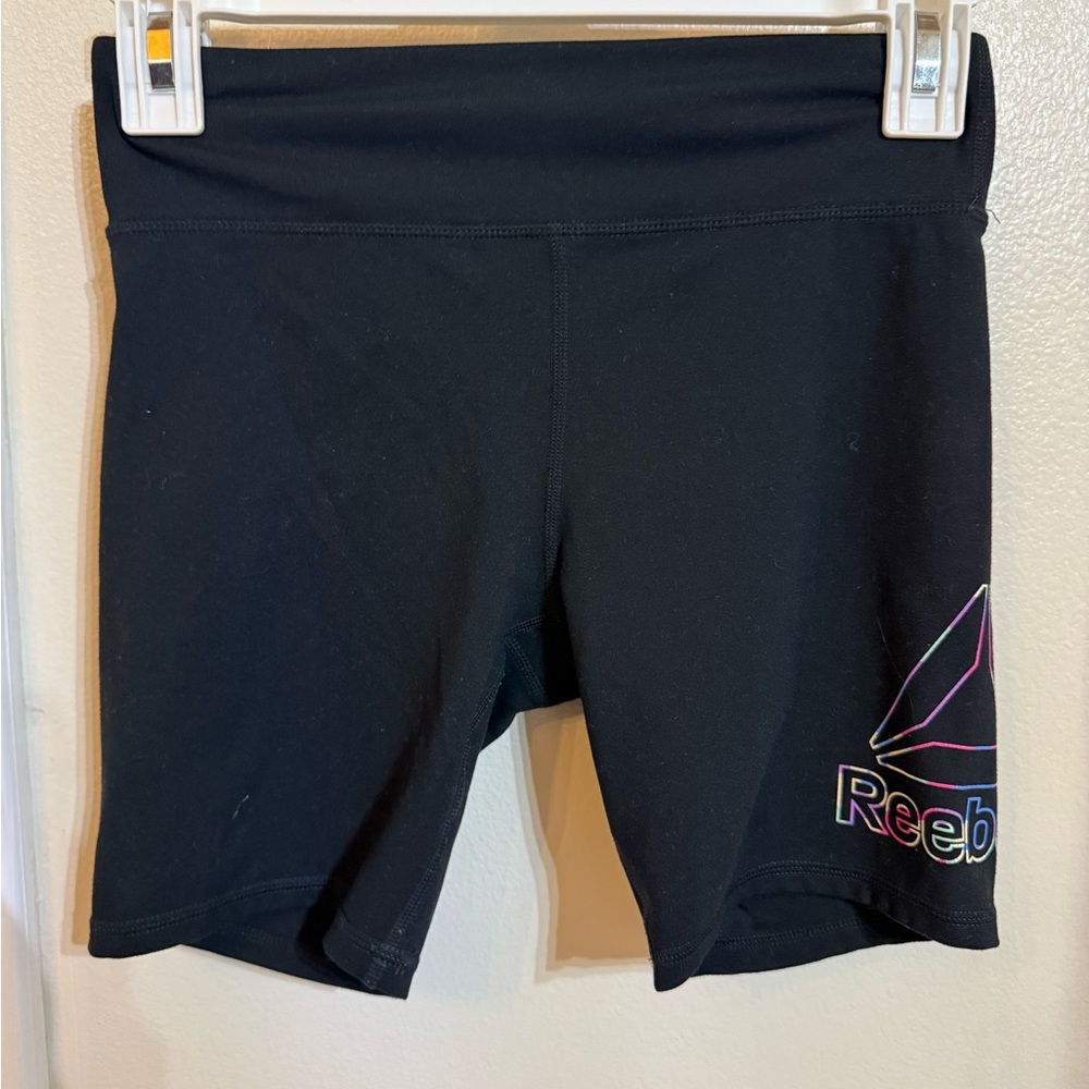 Reebok Kids Black Shorts with Colorful Logo